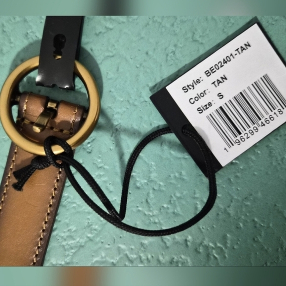 PAIGE Braided Harley Leather Belt Tan Size S Gold Ring Buckle NWT - Picture 7 of 8